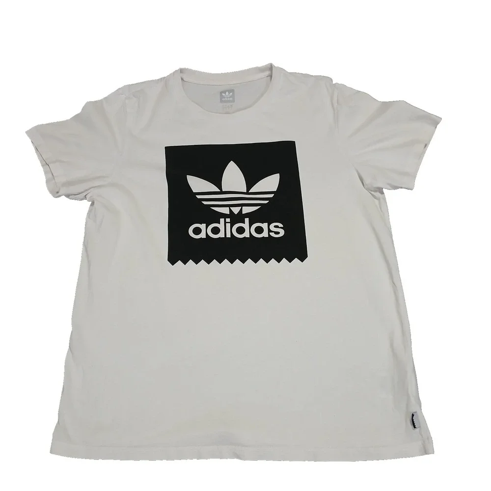 Mens‎ Adidas Solid Logo Blackbird Tee Shirt - White Black Size L